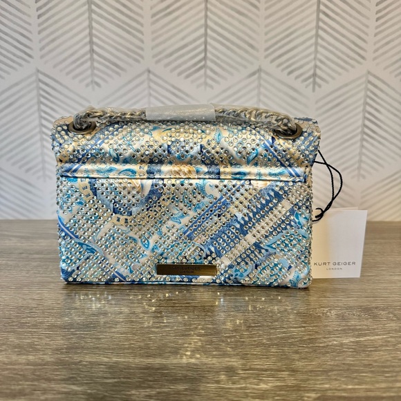 Kurt Geiger Blue & Silver Mini Kensington Embellished Convertible Crossbody Bag - Picture 2 of 4
